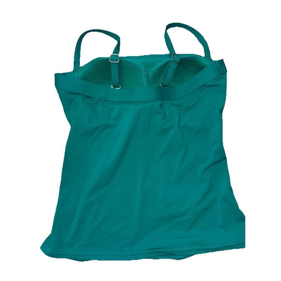 LANDS END Sz 4 Swimsuit Top Tankini Ruched Wireless Slimming Jade green - Picture 2 of 6